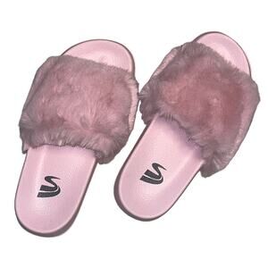 Faux Fur Pink Slipper Slides size 38 NEW